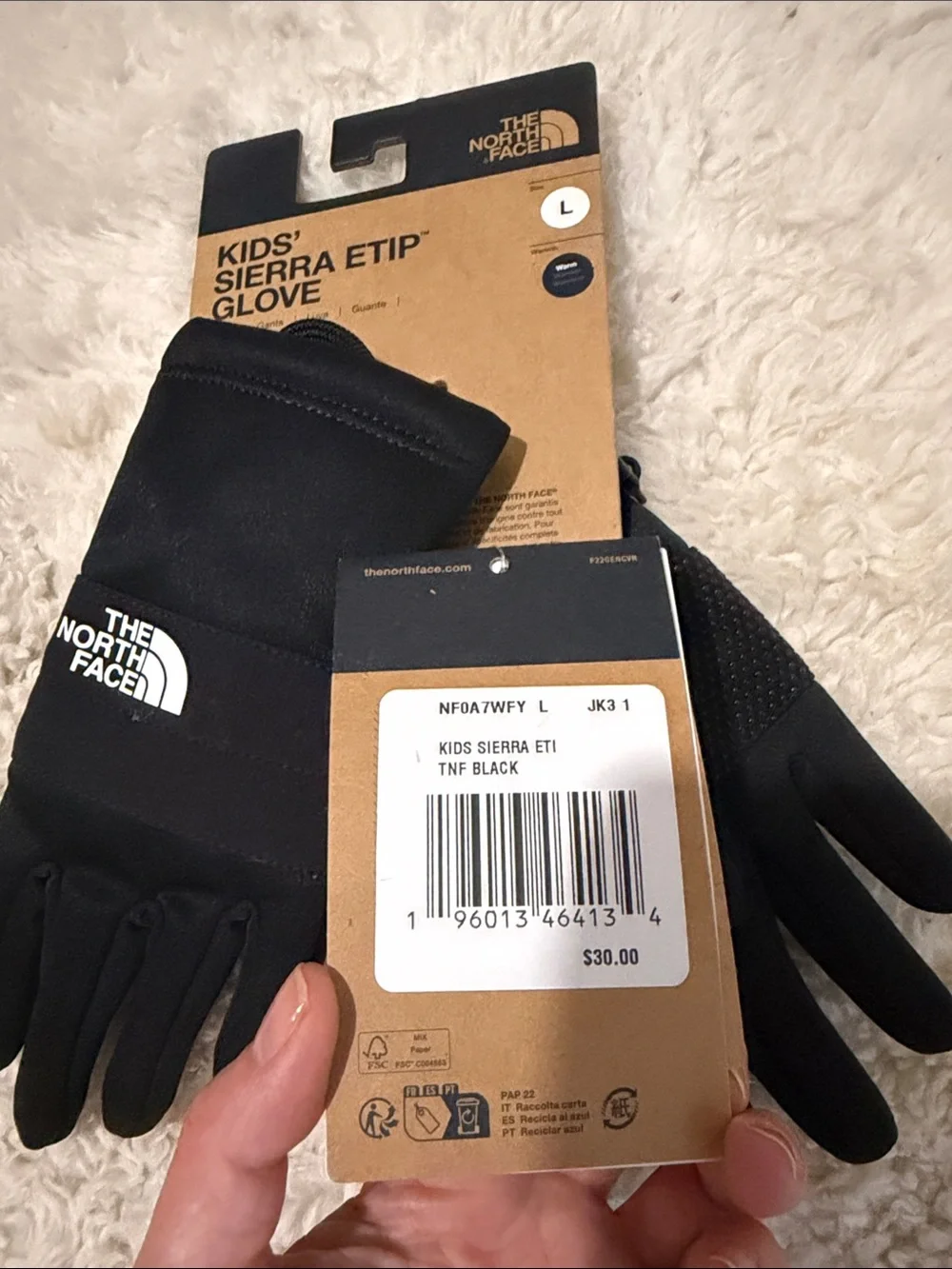 NWT The North Face Kids' Sierra ETIP Gloves - Black